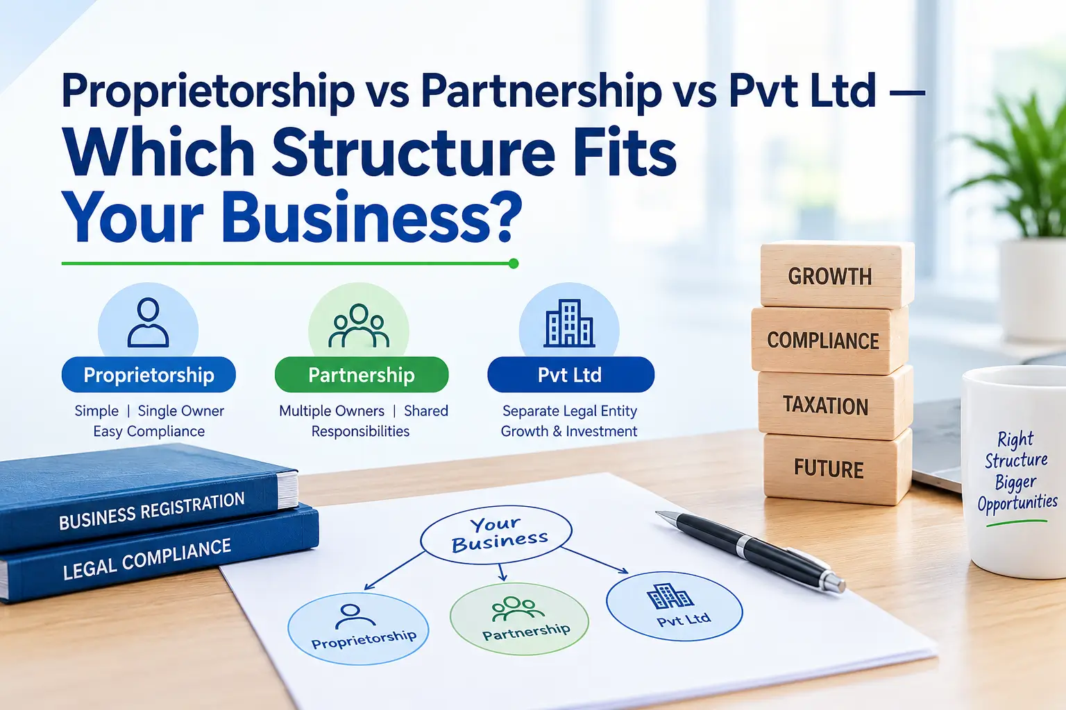 Proprietorship vs Partnership vs Pvt Ltd: Which Structure Fits Your Business?